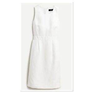 J. Crew Structured Linen-Blend Sheath Dress Sz 10 White Pockets Side Slits NWT